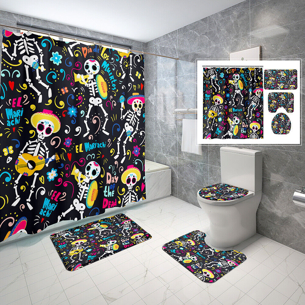 Lovely Cartoon Lavender Grass Flowers Print Bathroom Shower Curtain