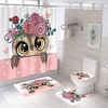 Lovely Cartoon Owl Rose Flower Animal Fabric Shower Curtain