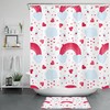 Lovely Cartoon Red Hearts Rainbow Shower Curtain For Valentine'S Day Bathroom Accessory