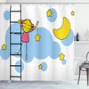 Lovely Cartoon Shower Curtain With Girl Ladder And Star Print For Kids Bathroom Decor