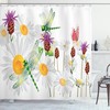 Lovely Daisy Field Spring Dragonfly Shower Curtain For Nature Lovers