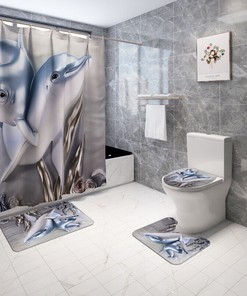 Lovely Dolphin Shower Curtain for Charming Oceanic Bathroom Decor