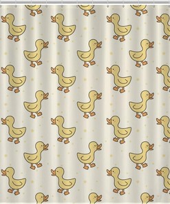 Lovely Duck Printed Shower Curtain - Waterproof Bath Tub Decor