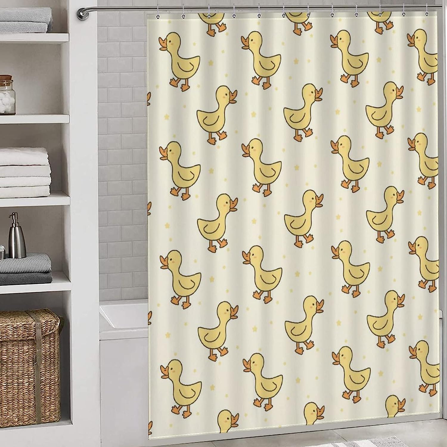 Lovely Duck Printed Shower Curtain - Waterproof Bath Tub Decor - Image 3