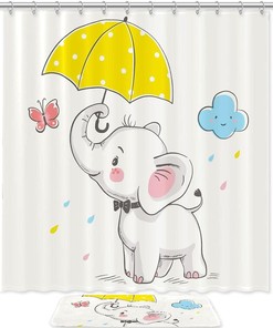 Lovely Elephant Shower Curtain - Adorable Waterproof Bathroom Decor