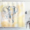 Lovely Elephant Shower Curtain With Floral Tribal Shapes Print For Your Bathroom