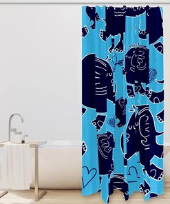 Lovely Elephants And Hearts Shower Curtain, Waterproof Bathroom Decor