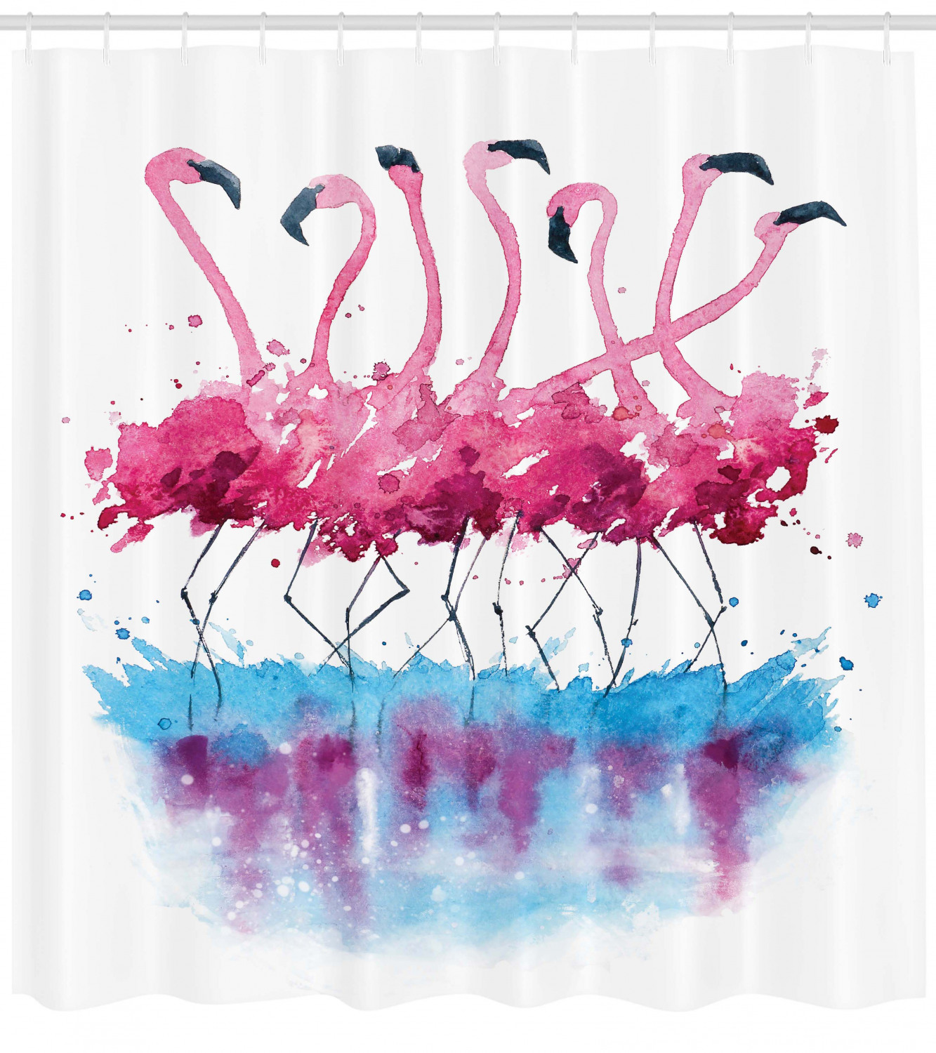 Lovely Flamingo And Bird Print Animal Shower Curtain For Bathroom - Image 4