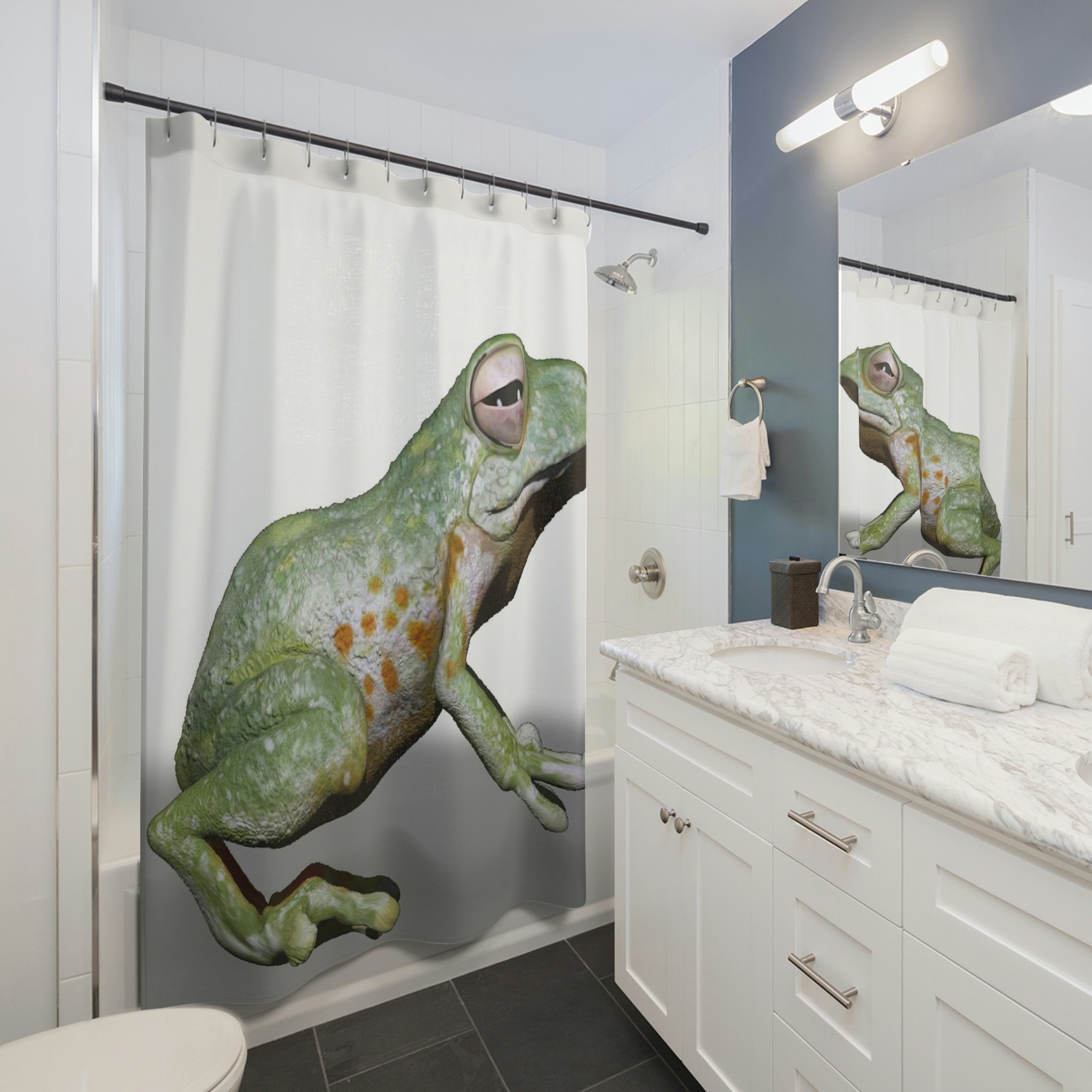 Lovely Frog Print Shower Curtain for Your Bathroom