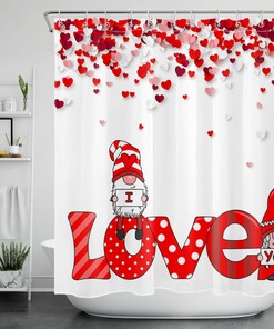 Lovely Gnome Shower Curtain for Romantic Valentine's Day - Vintage Bathroom Shower Curtains