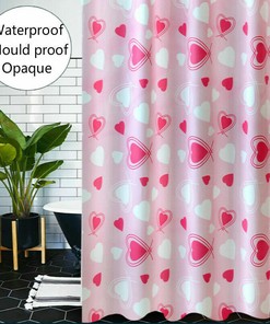 Lovely Heart-Shaped Shower Curtain For Your Bathroom