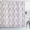 Lovely Lavender Shower Curtain with Stripes and Flowers Print for a Cheerful Bathroom Decor