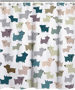 Lovely Multicolor Cartoon Dogs Shower Curtain, Cute Bathroom Decoration Curtains 