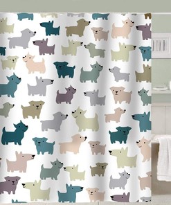 Lovely Multicolor Cartoon Dogs Shower Curtain, Cute Bathroom Decoration Curtains