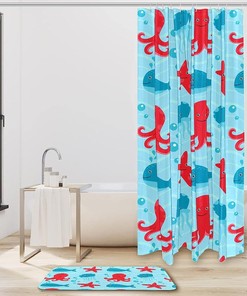 Lovely Octopus and Jellyfish Waterproof Shower Curtain - Shower Curtains Decorative
