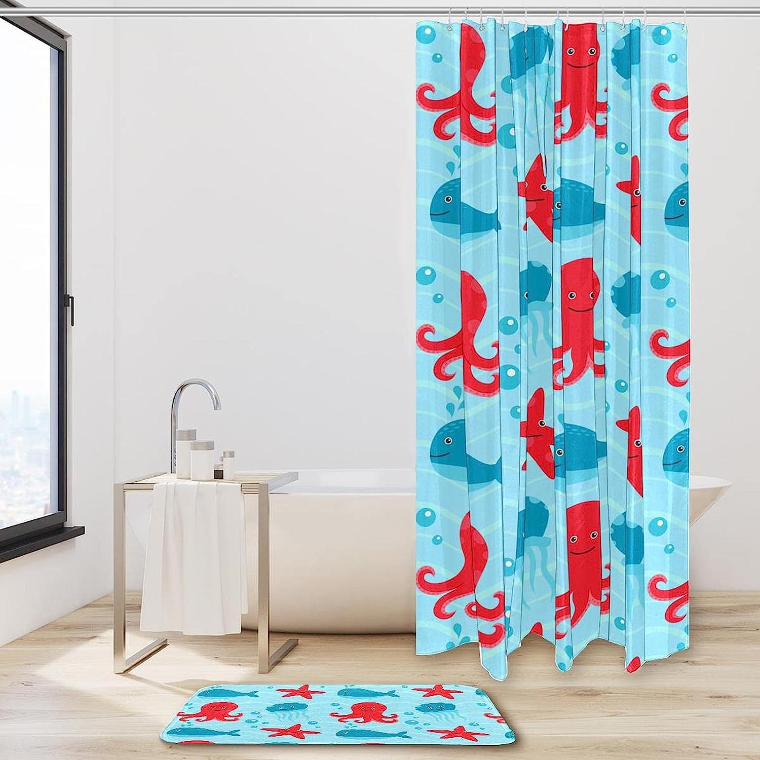 Lovely Octopus and Jellyfish Waterproof Shower Curtain - Shower Curtains Decorative
