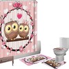 Lovely Owl Pedestal, Lid, And Pink Shower Curtain Bathroom Set - Create A Cute And Playful Bathroom