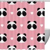 Lovely Panda Face With Heart On Pink Shower Curtain