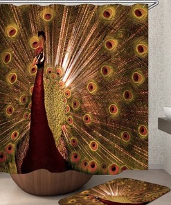 Lovely Peacock and Flowers Shower Curtain for Invigorating Bathroom