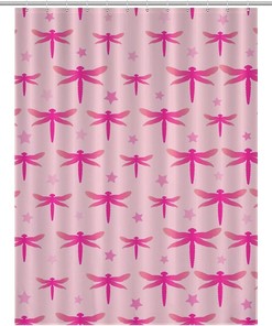 Lovely Pink Dragonflies Printed Shower Curtain for Colorful Bathroom Decor