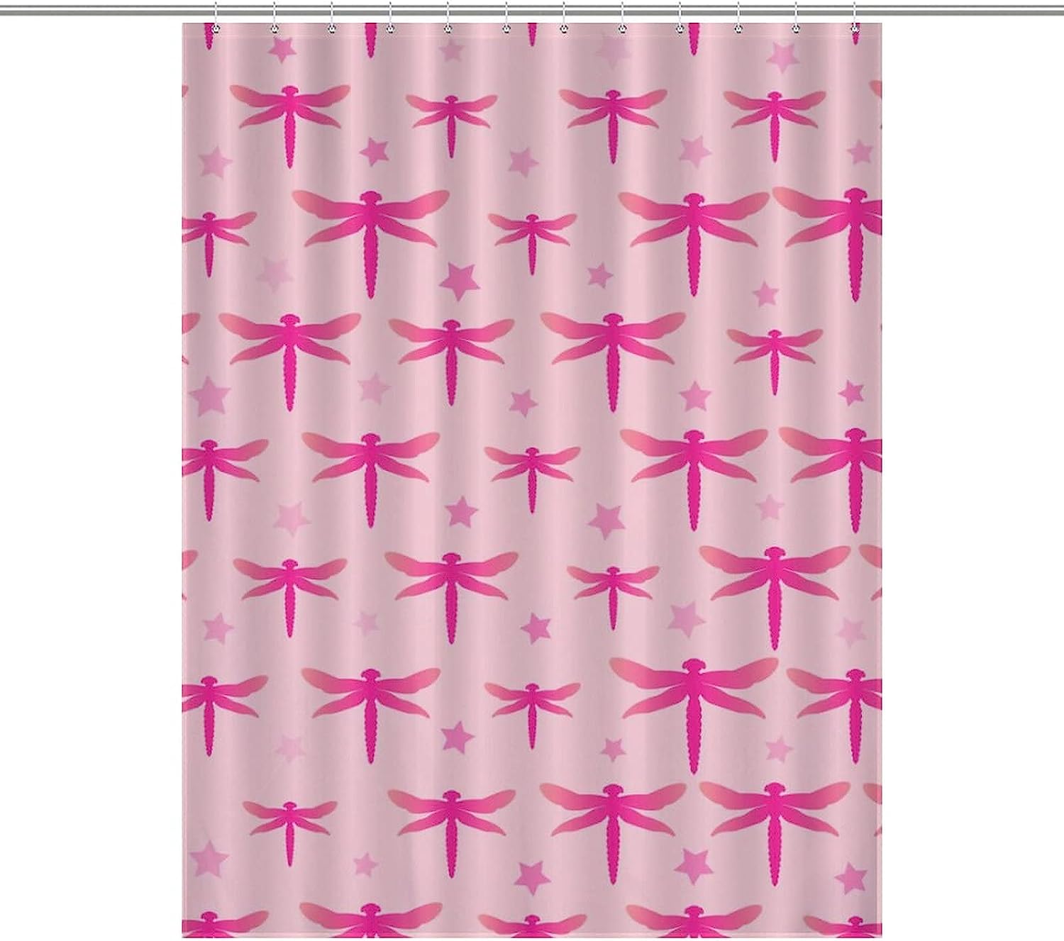 Lovely Pink Dragonflies Printed Shower Curtain for Colorful Bathroom Decor