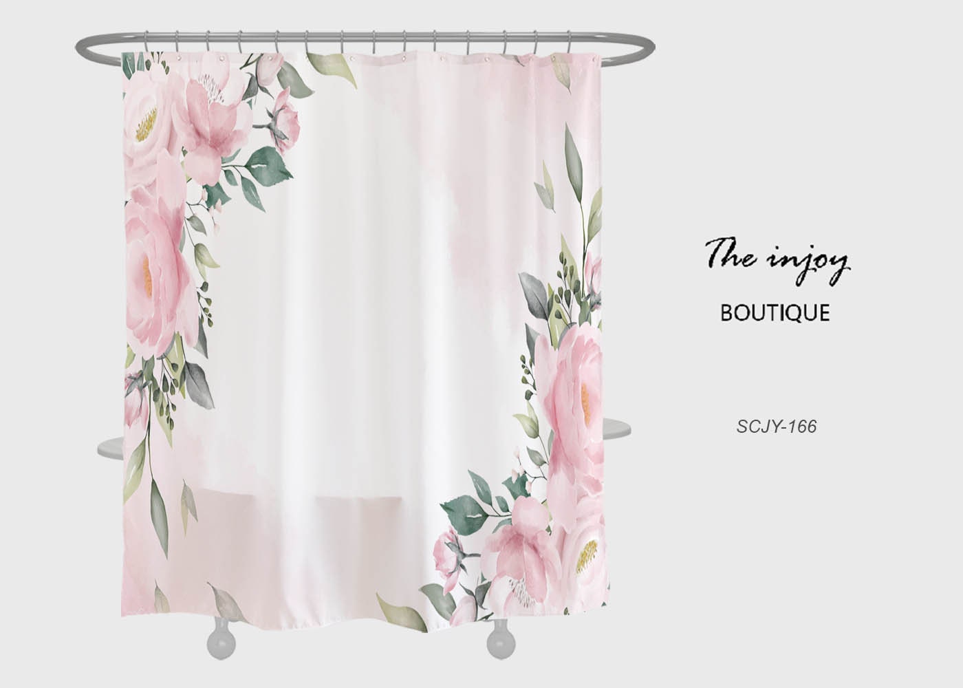 Lovely Pink Flowers Shower Curtain with Customizable Options for Your Bathroom