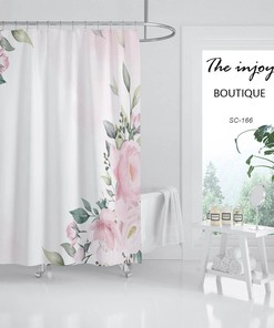 Lovely Pink Flowers Shower Curtain with Customizable Options for Your Bathroom