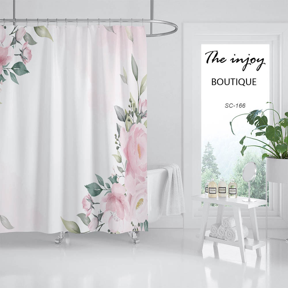 Lovely Pink Flowers Shower Curtain with Customizable Options for Your Bathroom