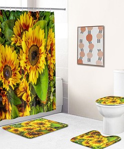 Lovely Sunflower Flowers Leaves Plants Shower Curtain to Create A Calming Atmosphere in Your Bathroom