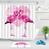 Lovely Watercolor Pink Love Flamingos Shower Curtain - Romantic and Beautiful Bathroom Decor - Waterproof Curtain