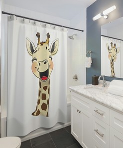 Lovely White Giraffe Shower Curtain - Cute Animal Print For Bathroom