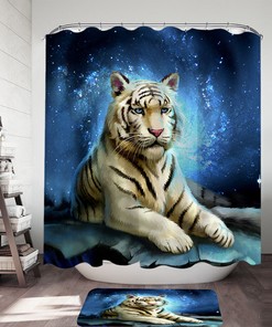 Lovely White Tiger Art Shower Curtain - Vintage Shower Curtains