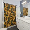 Lovely Yellow Blooming Sunflower on Gray Shower Curtain for Bathroom Decor