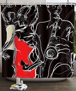 Lovers Couple Theme Shower Curtain - African American Bathroom Decor