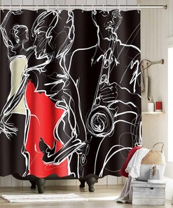 Lovers Couple Theme Shower Curtain - African American Bathroom Decor