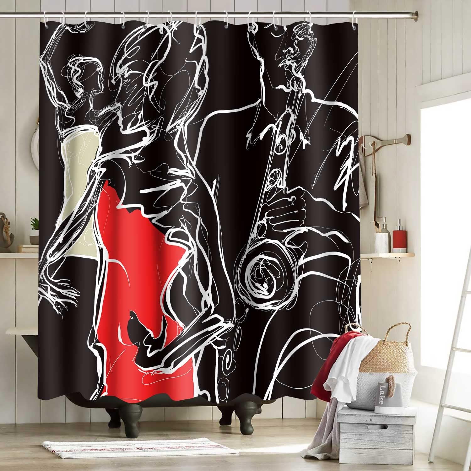 Lovers Couple Theme Shower Curtain - African American Bathroom Decor