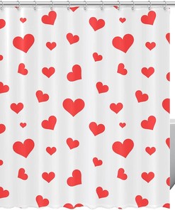 Loving Heart Pattern (2) Shower Curtain for Your Bathroom - Shower Curtains Colorful