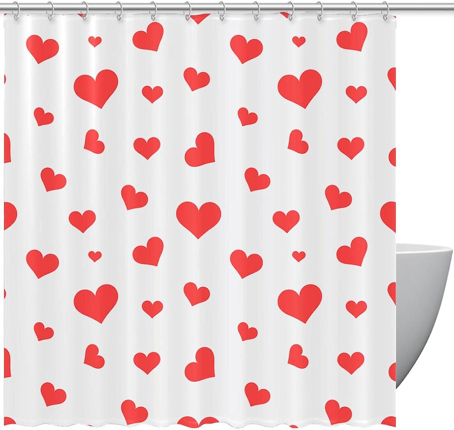 Loving Heart Pattern (2) Shower Curtain for Your Bathroom - Shower Curtains Colorful