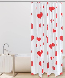 Loving Heart Pattern (2) Shower Curtain for Your Bathroom - Shower Curtains Colorful