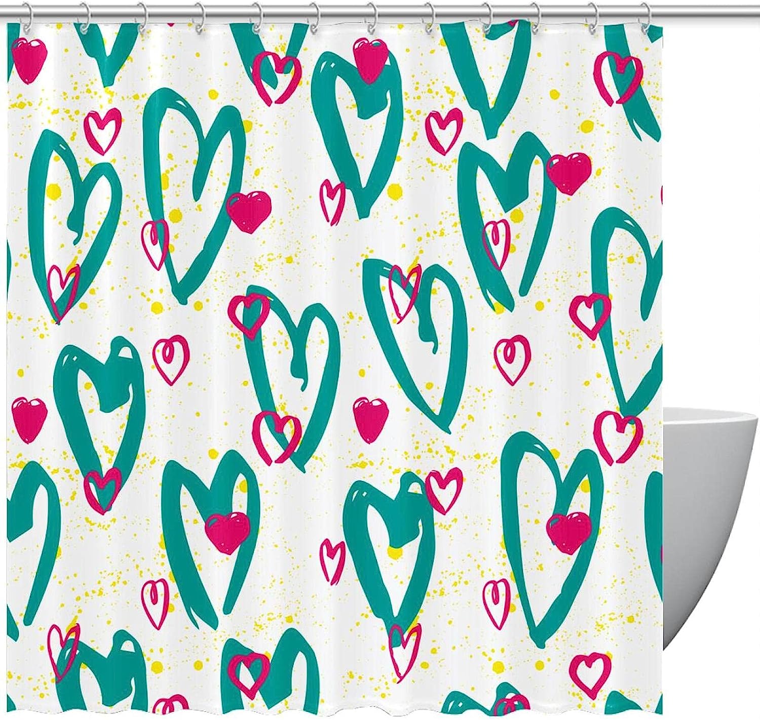 Loving Heart Pattern Shower Curtain for Your Bathroom - Best Shower Curtains