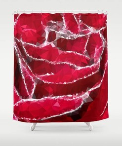 Low Poly Red Rose Shower Curtain for an Artistic Touch