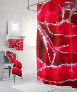 Low Poly Red Rose Shower Curtain for an Artistic Touch