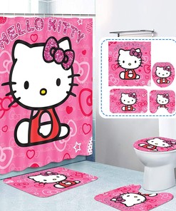 Lucky Cat Bathroom Accessories Set With Cartoon Design