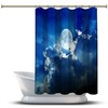 Luminous Moon with Full Clouds and Stars Night Shower Curtain for a Mystical Bathroom