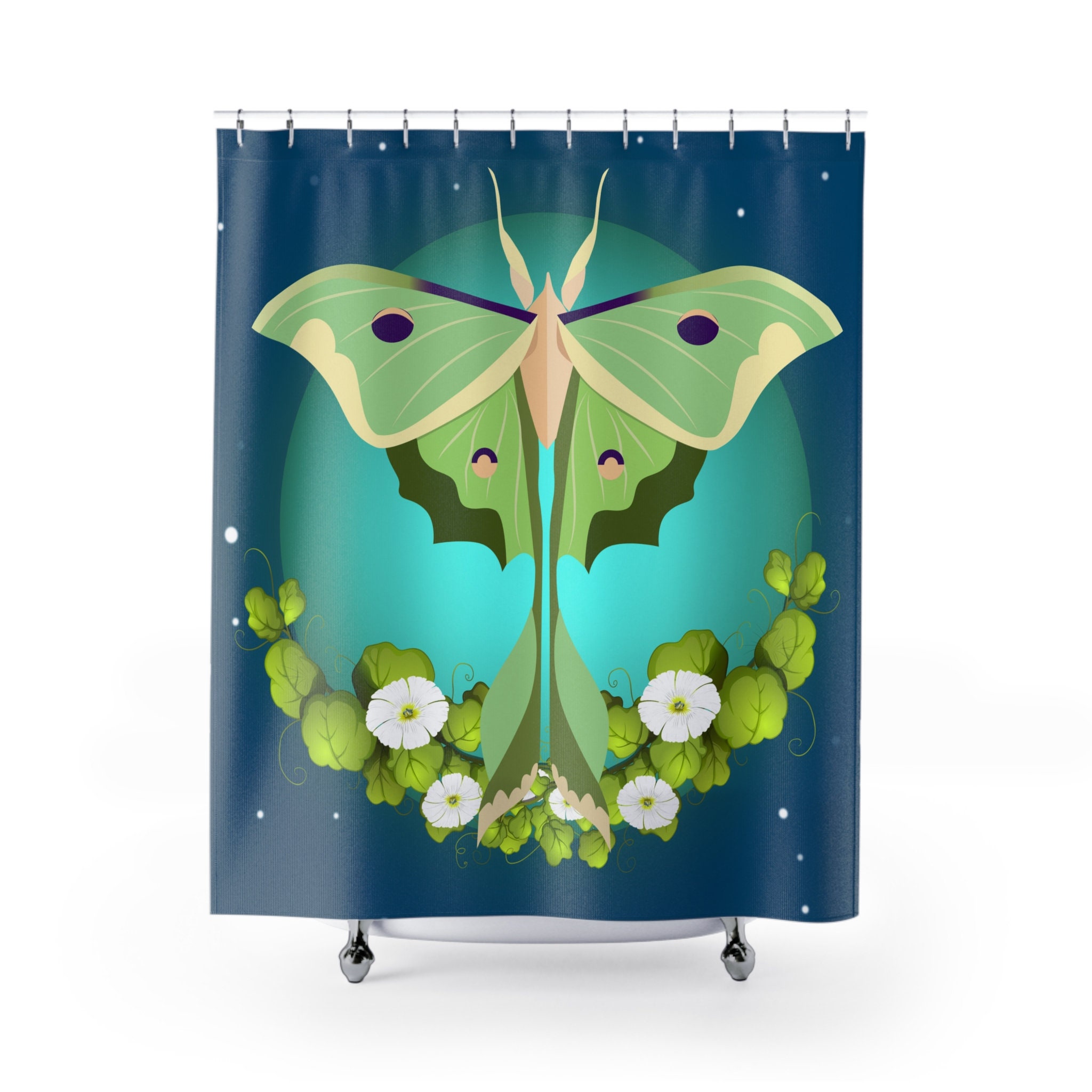 Luna Moth Nature Shower Curtain - Unique Shower Curtains