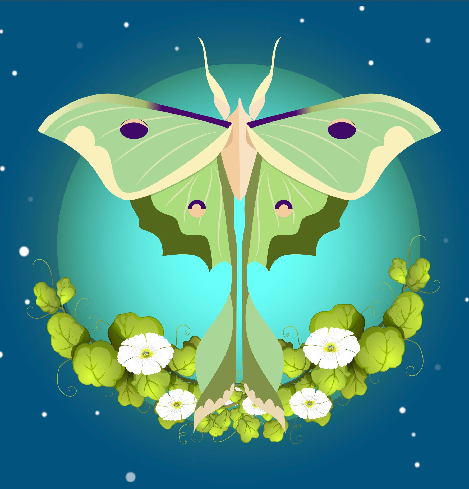 Luna Moth Nature Shower Curtain - Unique Shower Curtains