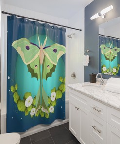 Luna Moth Nature Shower Curtain - Unique Shower Curtains