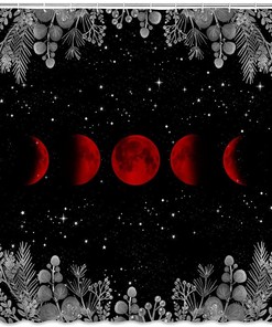 Lunar Cycles Moon Phase Shower Curtain for Nature Lovers Bathroom Decor 