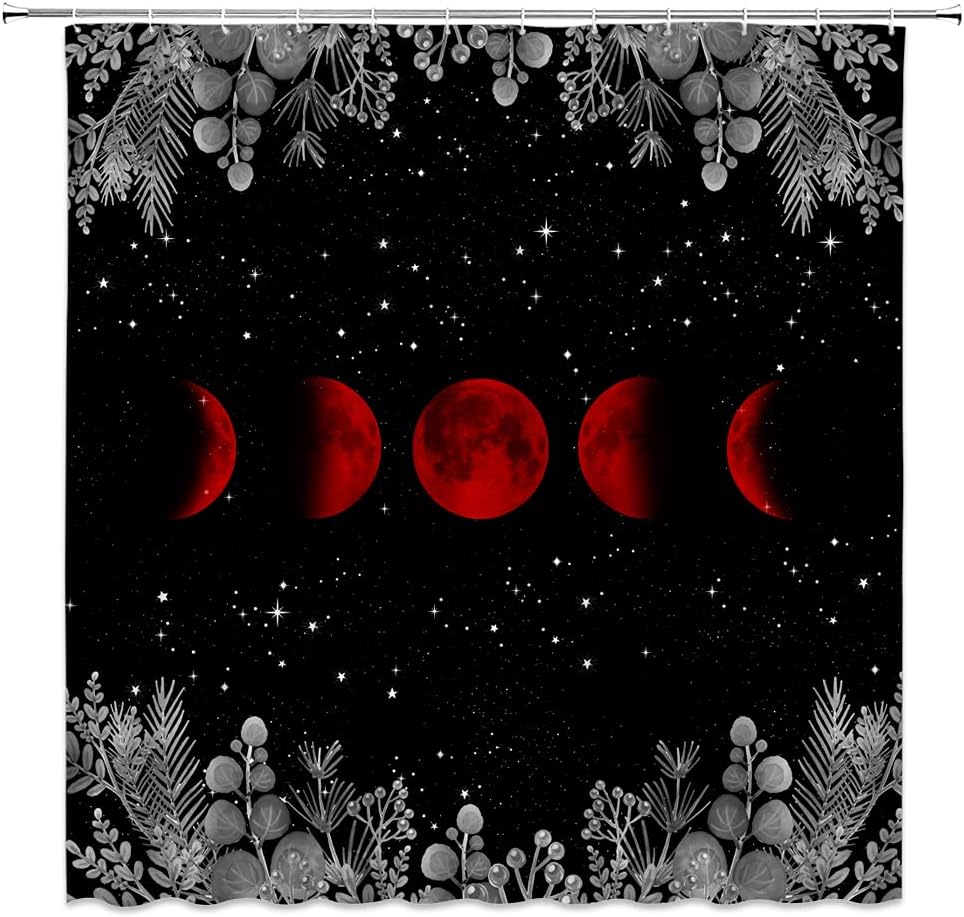 Lunar Cycles Moon Phase Shower Curtain for Nature Lovers Bathroom Decor