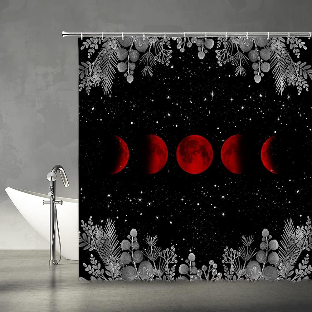 Lunar Cycles Moon Phase Shower Curtain for Nature Lovers Bathroom Decor